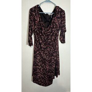 Jane Street Burgundy Circle Print Ruched Midi Sheath Dress Size 12